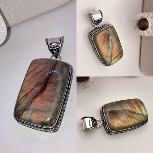 Chunky Labradorite Gemstone Handmade Pendant - Picture 4 of 7